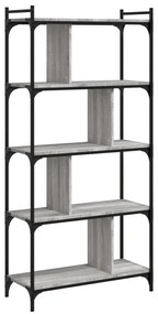 5 szintes szürke sonoma színű fa könyvespolc 76 x 32 x 158 cm
