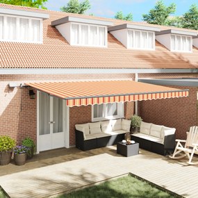Manuális Behúzható Napernyő LED sárga és narancssárga 500x300 cm