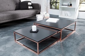 MASSIMA design dohányzóasztal szett - matt antracit/réz