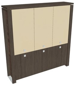 Verno+ magas szekrény 200 x 46 x 210 cm, kombinált ajtó, antracit tölgy / vanília