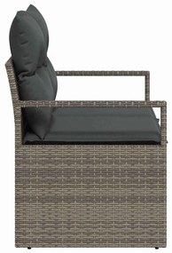 2-Fős Kerti Kanapé Párnákkal Szürke Polyrattan