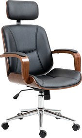 Vinsetto Ergonomikus Irodai Forgószék PU Bőrrel, Levehető Fejtámlával, Magasság és Dőlésszög Állítható, 63x62x110-120 cm, Fekete | Aosom