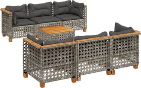 vidaXL 8 részes szürke polyrattan kerti ülőgarnitúra párnákkal