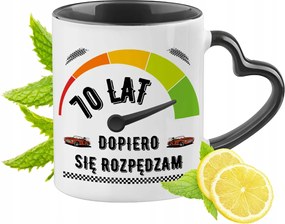 Születésnapra 70 70te Fekete Bögre Szív Alakú Füllel Ajándék