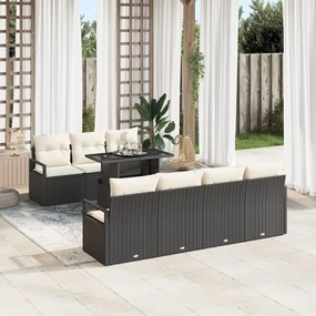 Kerti Kanapé Szett 8 pcs Fekete és krémszínű 100 x 55 x 73 cm