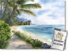 Fotótapéta Flizelina Óceán Sziget Tengerpart Pálmafák Hullámok Trópusok 416x254 ragasztó