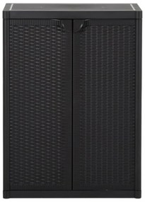 fekete PP rattan kerti tárolószekrény 65 x 45 x 88 cm