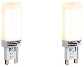2 db-os G9 3 lépésben szabályozható opál LED izzó 4,5W 500 lm 2700K