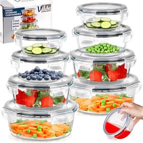 8x Konyhai üveg ételtárolók hőálló nagy tároló szett