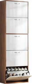 HOMCOM Karcsú, Térkímélő 5 szintes Cipőszekrény, Maximum 30 Pár Cipőhöz, 2 Polccal Szinten, MDF Cipőtároló, 60x28x189 cm, Fehér és Barna | Aosom