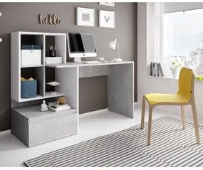 MARLO íróasztal polccal, betonszürke/fehér