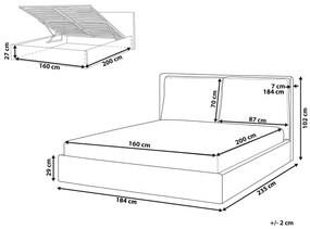 Törtfehér bársony ágyneműtartós franciaágy 160 x 200 cm BAJONNA Beliani