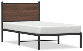 barna tölgy színű fém ágykeret matrac nélkül 90 x 200 cm