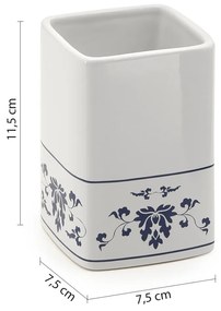 GEDY CX9889 Cixi álló pohár, porcelán, fehér/kék
