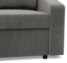 Zeus sarokkanapé, 2 ágyneműtartóval, döntött kartámasz, bársony, univerzális oldal, hab töltet, világosszürke