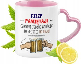 Fülöp bögre Rózsaszín, szív alakú füllel Kávé ajándék