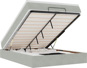 vidaXL Ottomán ágykeret matraccal világosszürke 140x190 cm bársony