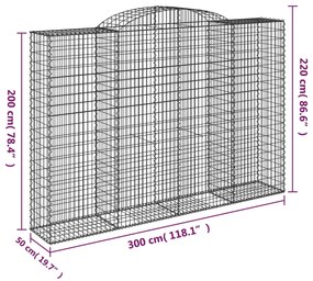 6 db íves horganyzott vas gabion kosár 300x50x200/220 cm