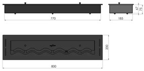 InFire - Beépített BIO kandalló 7,5x80 cm 6kW fekete