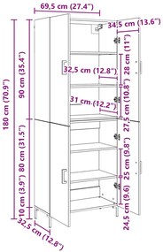 Magasfiú Musta tammi 69,5 x 34 x 180 cm Faanyag