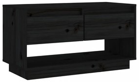 fekete tömör fenyőfa TV-szekrény 74x34x40 cm
