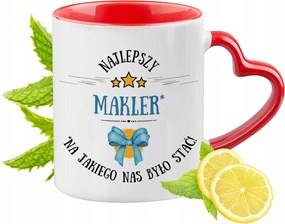 Bróker bögre Piros, szív alakú füllel Ajándék