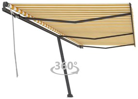 sárga-fehér kézzel kihúzható póznás napellenző 600 x 300 cm