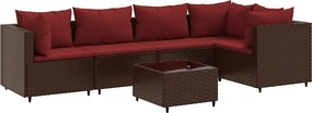 vidaXL 6 részes barna polyrattan kerti ülőgarnitúra párnákkal