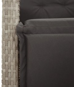 világosszürke polyrattan dönthető kerti szék lábtartóval