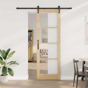 Egyszerű Csúszó Ajtó Barna 78 x 232 cm Fa és fém