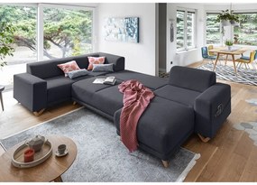 Antracitszürke kinyitható-tárolóhelyes sarokkanapé (bal oldali-U alakú) Classy Sophie – Miuform