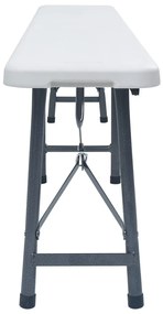 2 db fehér összecsukható HDPE kerti pad 180 cm