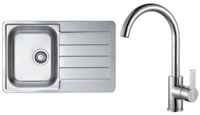 ALVEUS SET0026 - LINE konyhai mosogató + TONIA mosogatócsaptelep 29,5 cm selyemfényű/króm