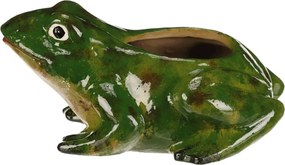 Kerámia virágtartó béka formában zöld