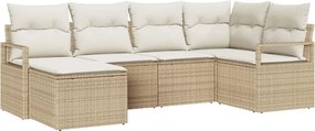 vidaXL Kanapé Szett párnával 6 pcs Bézs polirattan