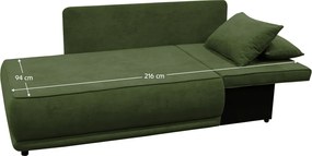 Kihúzható kanapé, zöld, jobbos, LIAMI