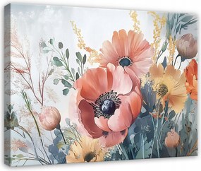 Hálószoba Konyha Nappali Vászonkép Virágok Mezei Pasztell 120x80