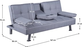 KinyithatĂł kanapĂ©, szĂŒrke, GOLDIA NEW