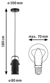 Paulmann 79766 - LED 1xE27/8W LAVEA függőlámpa kábellel 230V fekete