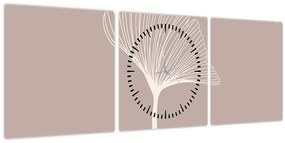 Kép - Bézs színű levelek N⁰5 (órával) (90x30 cm)