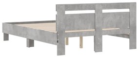 betonszürke ágykeret fejtámlával és LED-del 120x200 cm