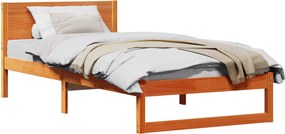 vidaXL Ágykeret fejtámlával Faggyú barna 75 x 190 cm Tömör fenyőfa