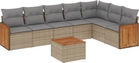 vidaXL 8 részes bézs polyrattan kerti ülőgarnitúra párnával