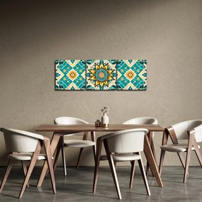 Kép - Türkiz minta (órával) (90x30 cm)