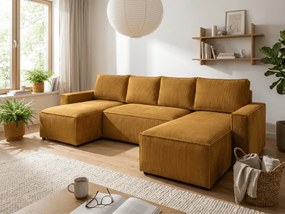 U alakú ülőgarnitúra SMART COSARO 295x140 cm, mustársárga