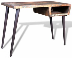 Újrahasznosított fa íróasztal vaslábbakkal