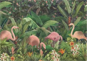 Dekoratív fotótapéta Falra Könnyű Felszerelés Rózsaszín flamingók 208x146 Ragasztó