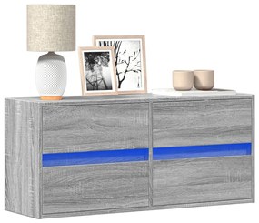 szürke sonoma színű fali TV-szekrény LED-del 100x31x45 cm