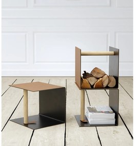 Fekete-natúr színű dekoratív fém-öko bőr tárolódoboz 32x38x31 cm Bull – LIND DNA