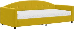 vidaXL sárga bársony heverő matraccal 90 x 200 cm